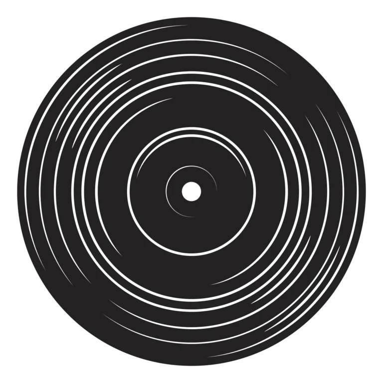 Black and White Vinyl Record Icon Vector