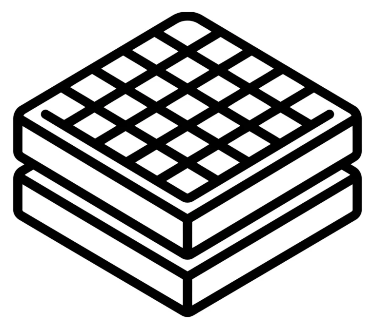 Isometric Waffle Icon with Grid Pattern