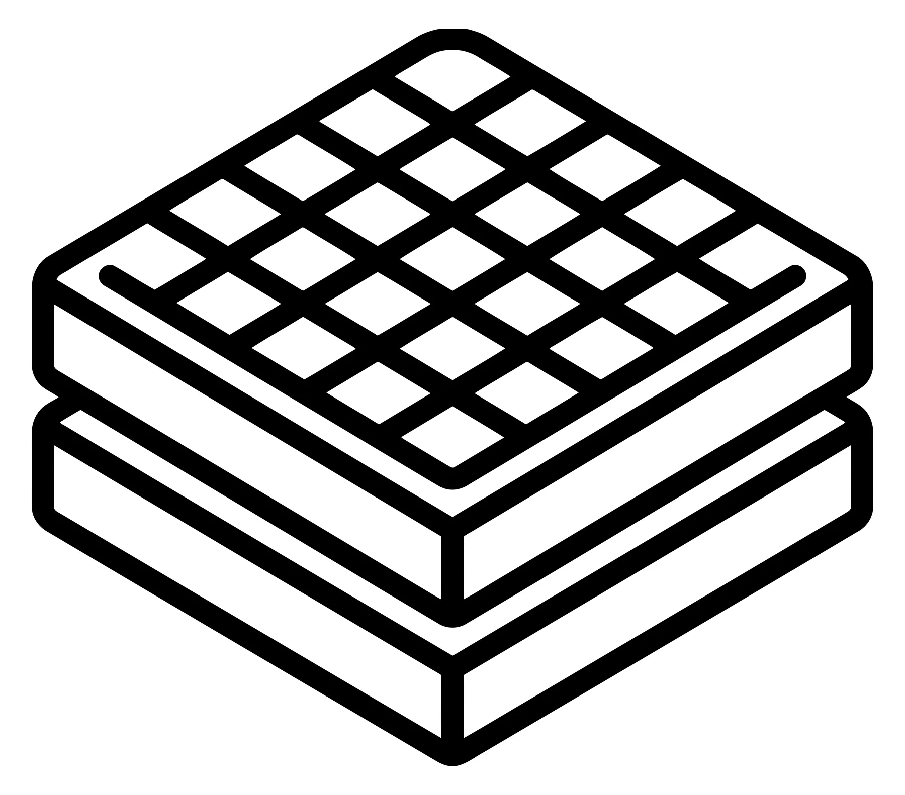 Isometric Waffle Icon with Grid Pattern