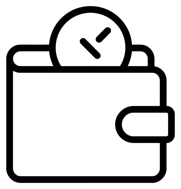 Minimalist Wallet Icon with Coin for Finance and Savings