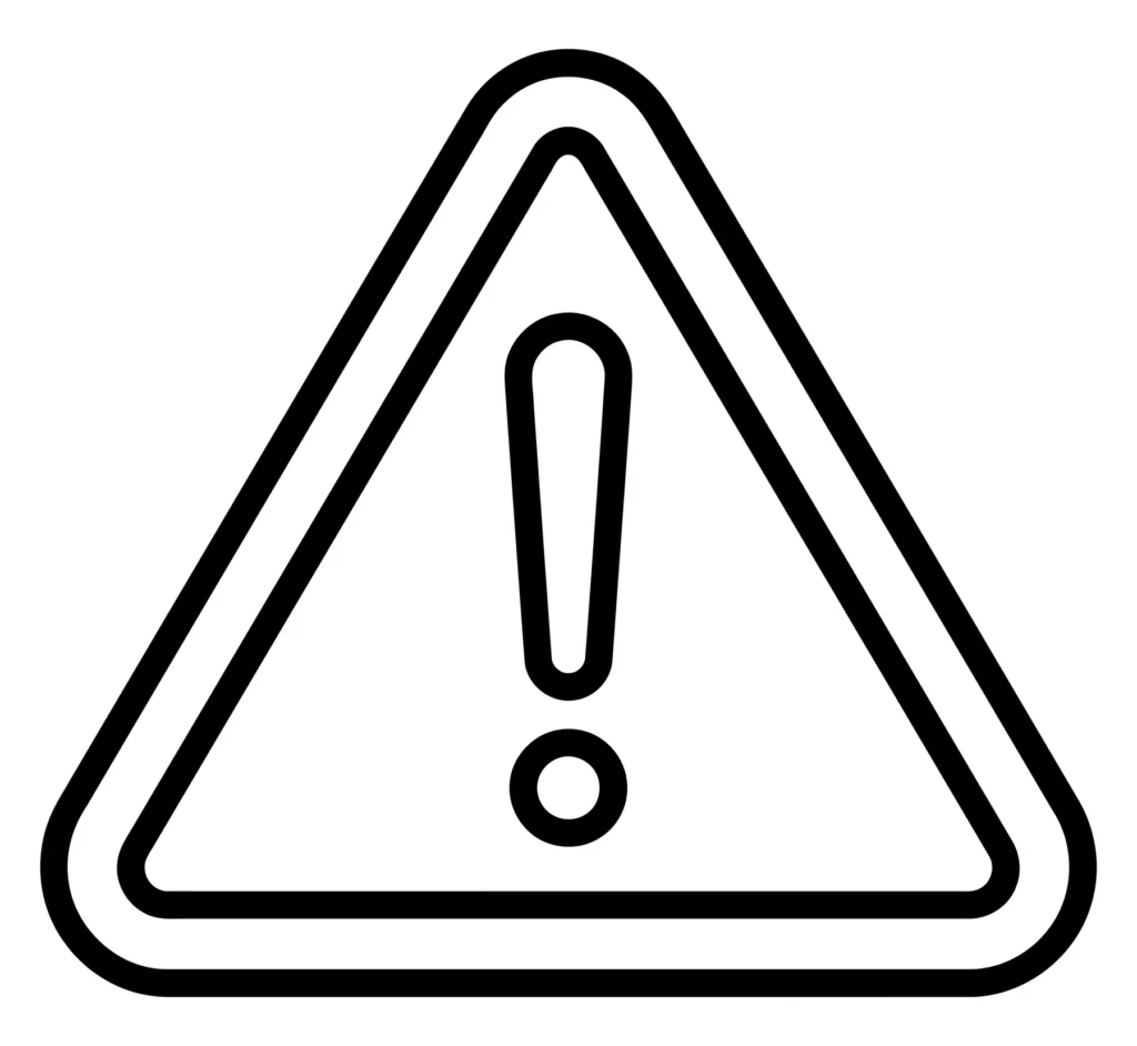 warning exclamation mark triangle icon, hazard alert sign