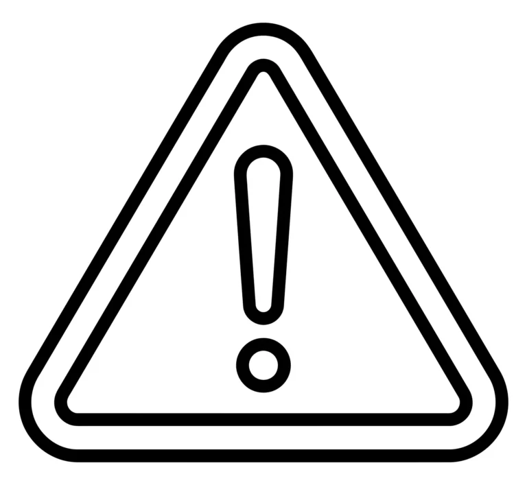 Black and White Warning Sign with Exclamation Mark in Triangle