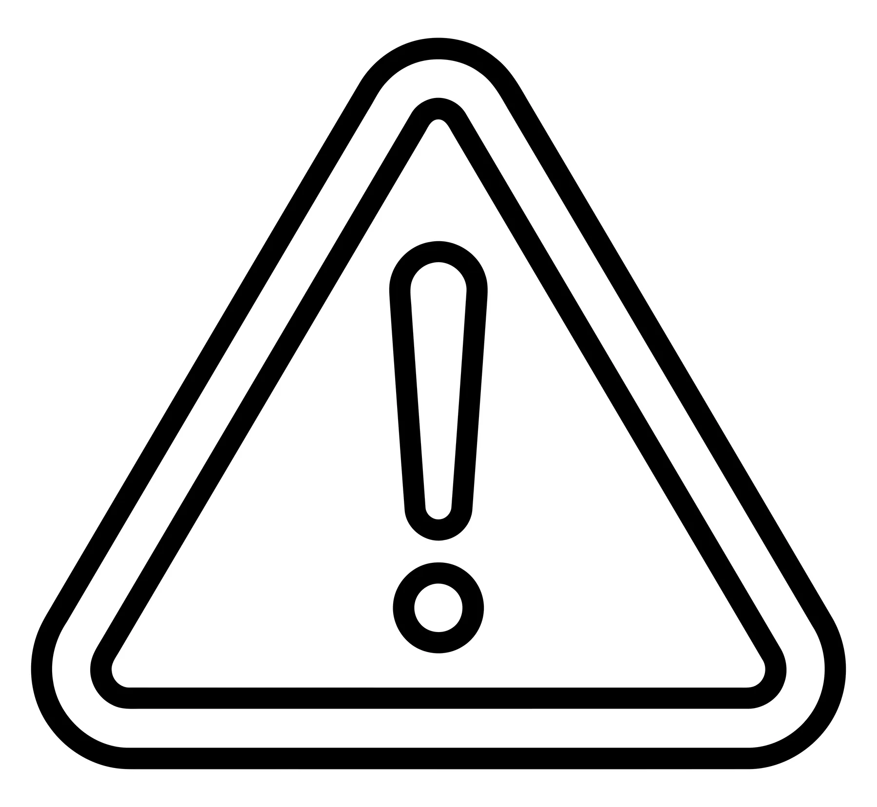 Black and White Warning Sign with Exclamation Mark in Triangle
