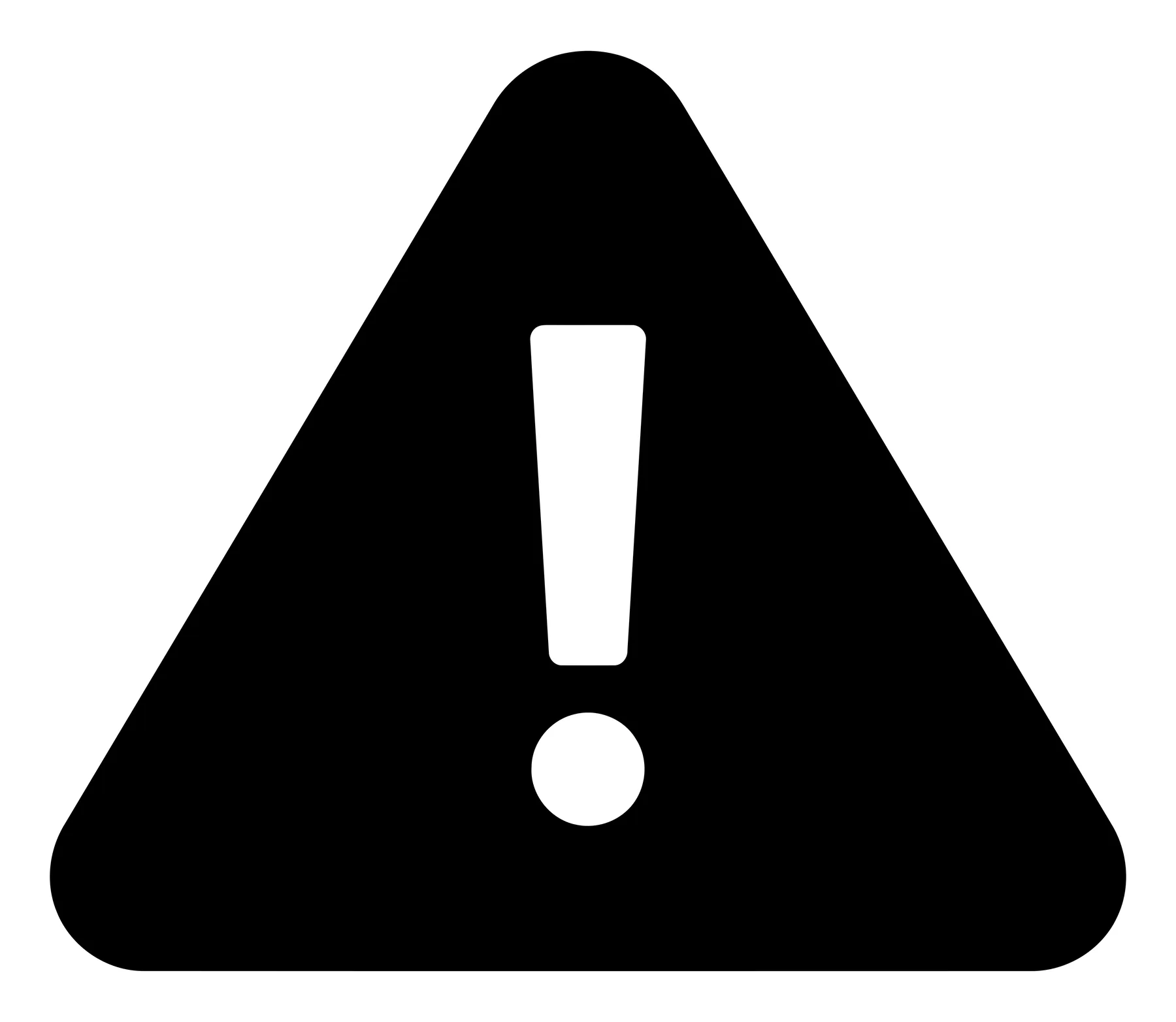 Black Triangle Warning Sign with Exclamation Mark Icon