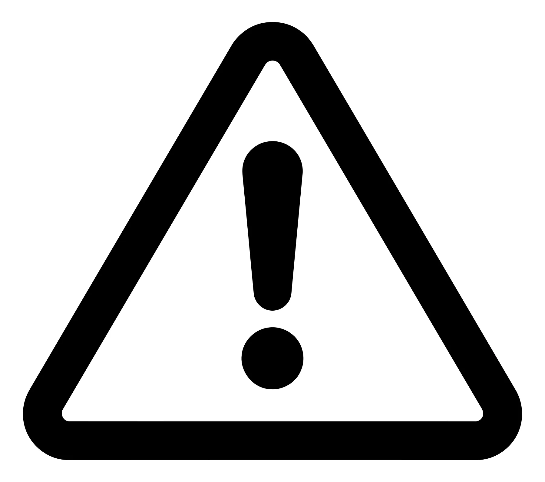 Black Warning Sign Icon with Exclamation Mark
