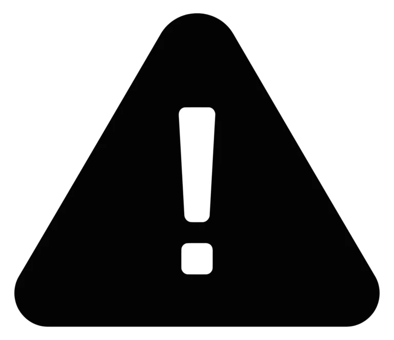 Black Triangle Warning Sign with Exclamation Mark Icon