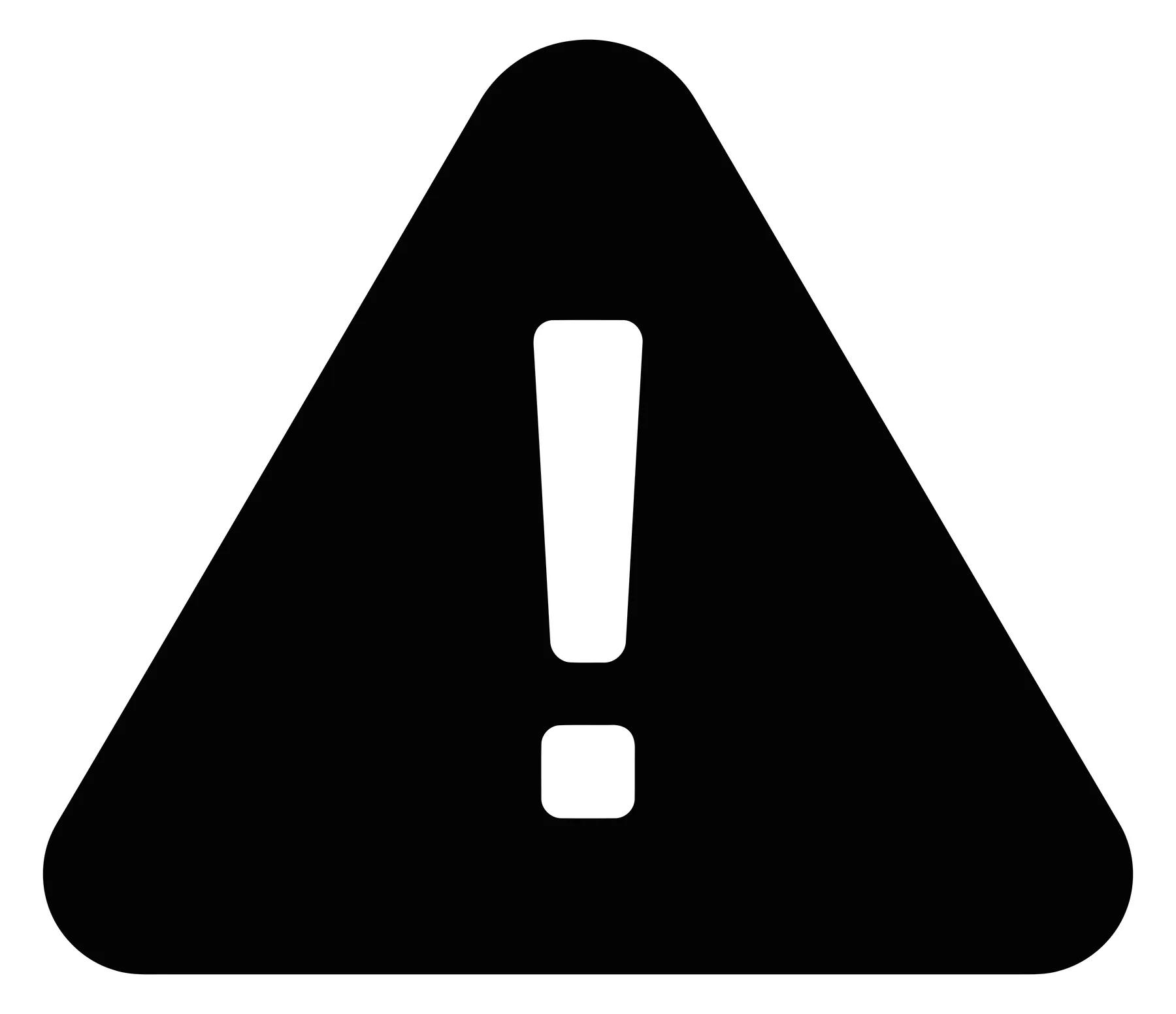 Black Triangle Warning Sign with Exclamation Mark Icon