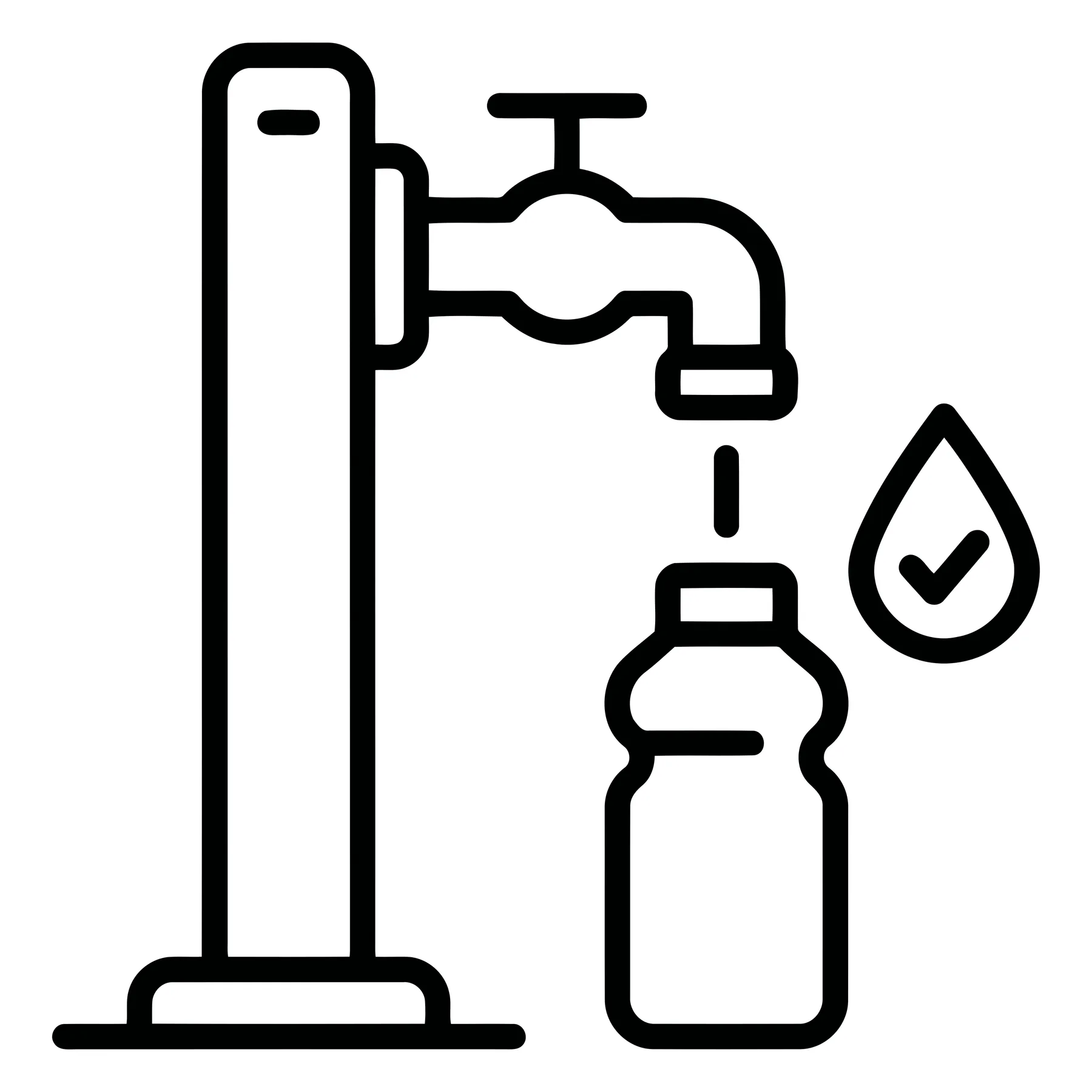 Water Bottle Refill Station Icon in Line Art Style