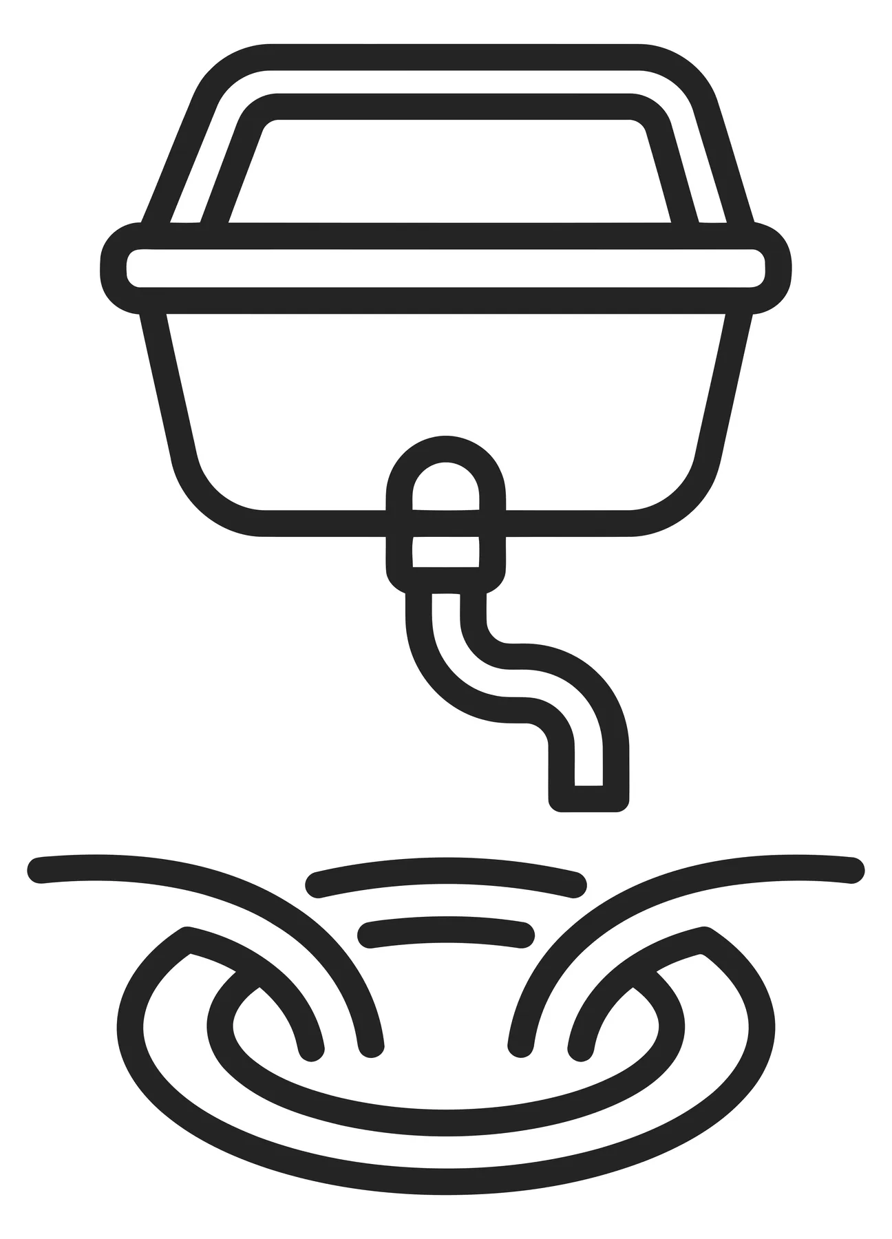 Minimalist Water Drainage Icon with Sink and Pipe