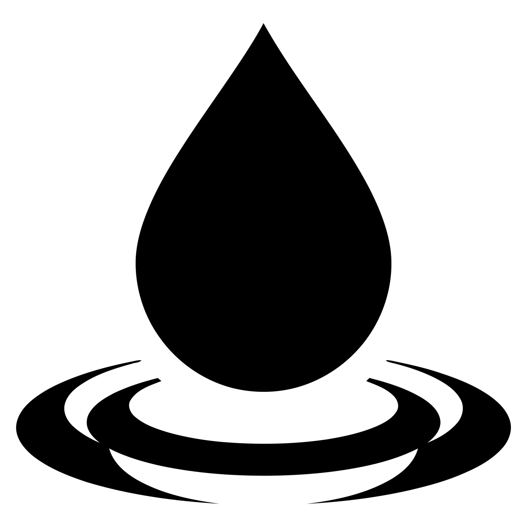 Minimalist Black Water Drop with Ripples Icon