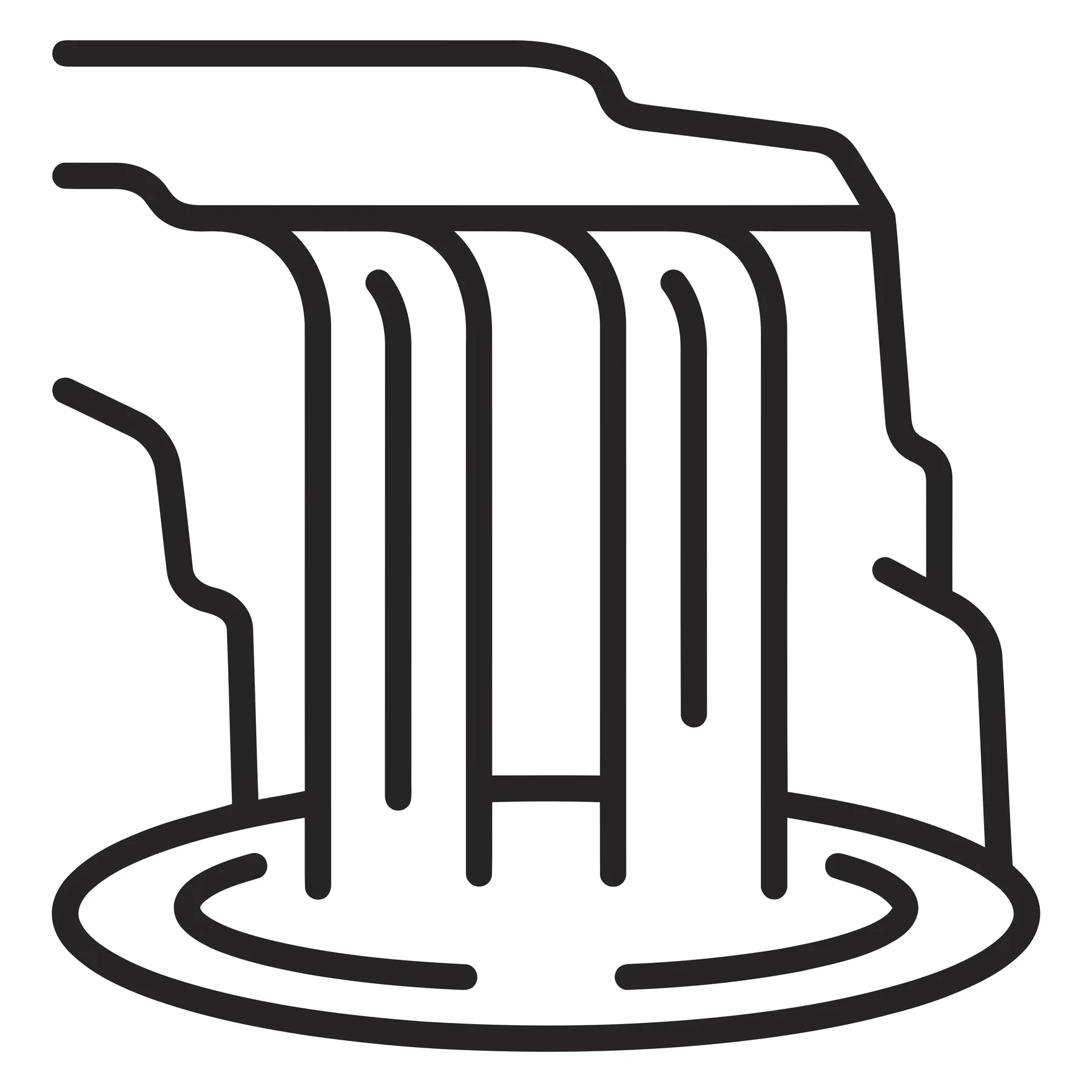Minimalist Black and White Waterfall Icon