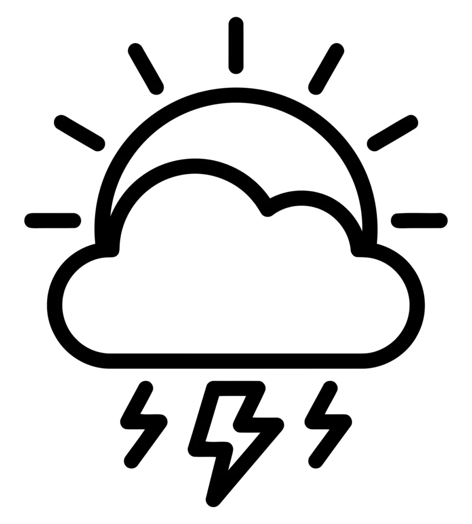 weather icon featuring sun cloud and lightning
