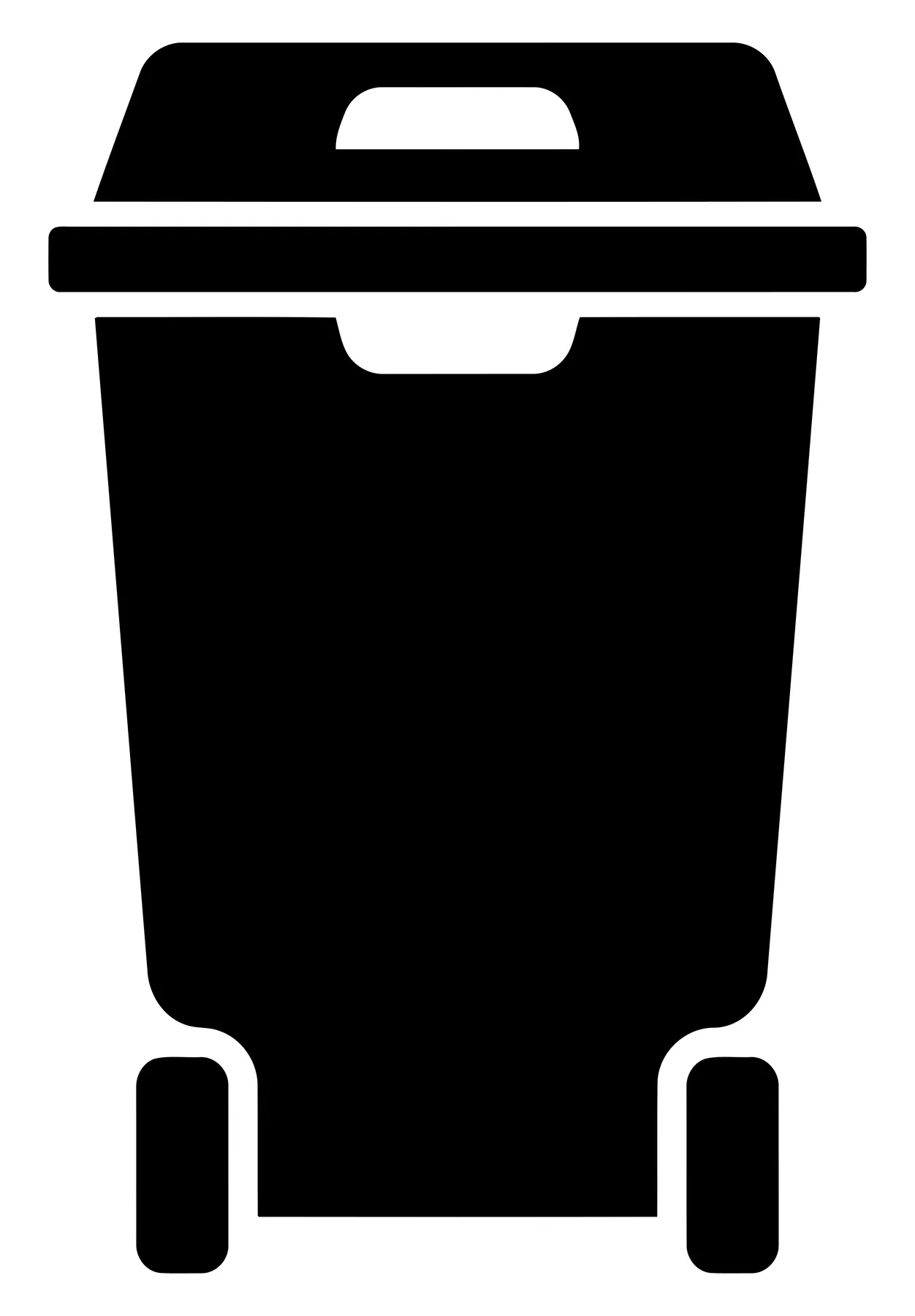 Black Wheeled Waste Bin Icon Vector Illustration