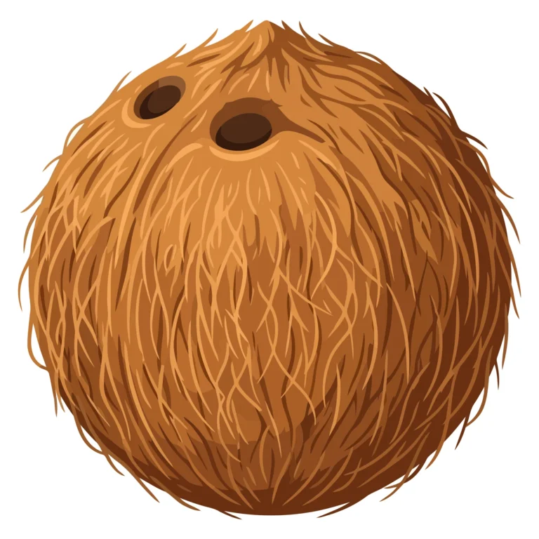 Hairy Brown Coconut with Two Eyes Illustration