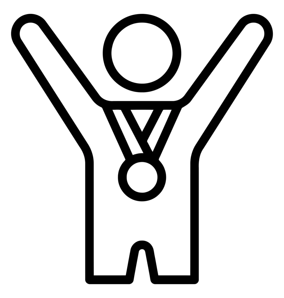 winner icon, person with medal symbol