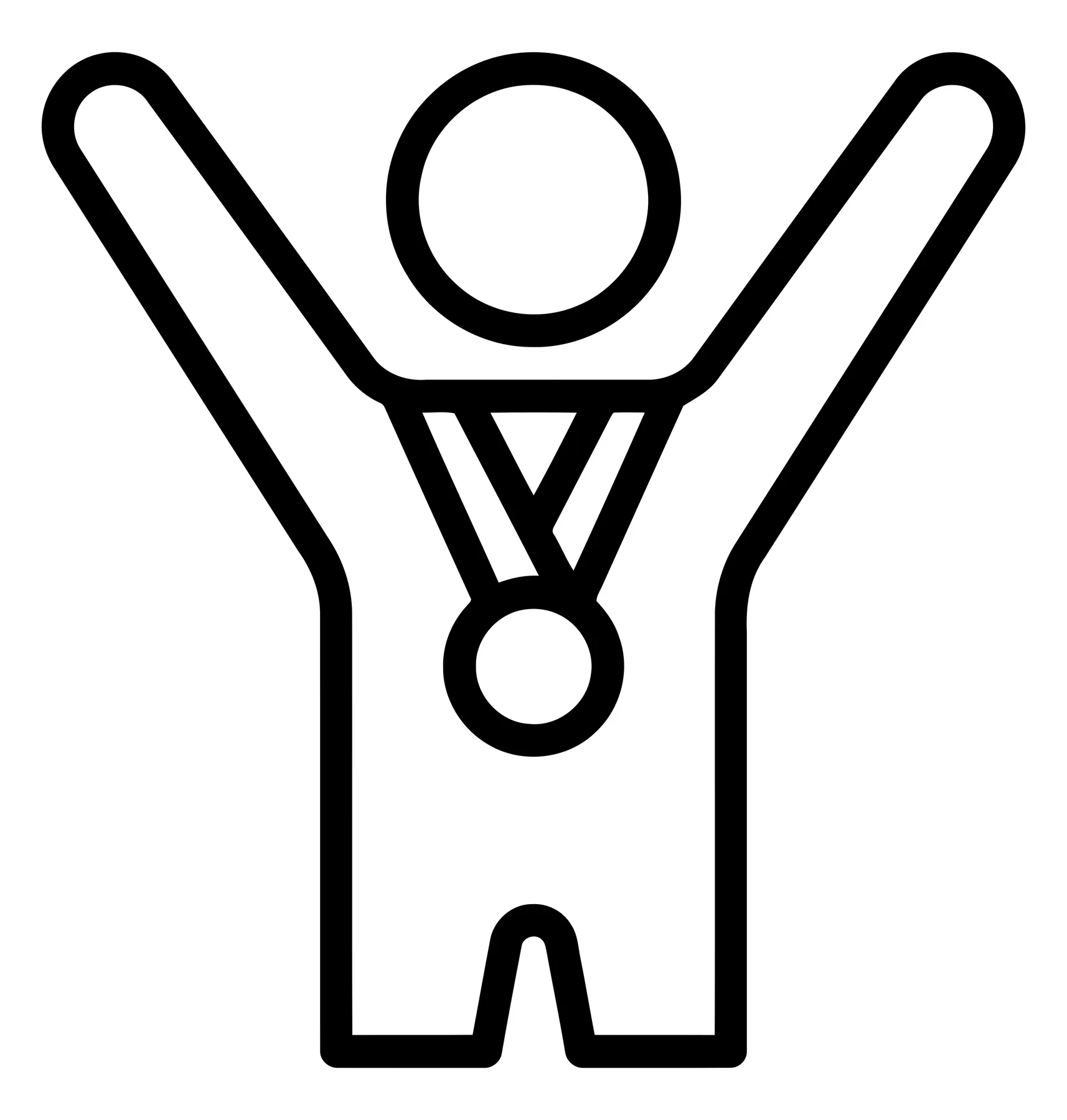 Winner Icon with Medal and Raised Arms