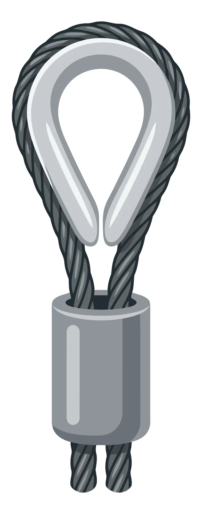 Wire Rope Eye Loop with Metal Thimble and Crimped Sleeve