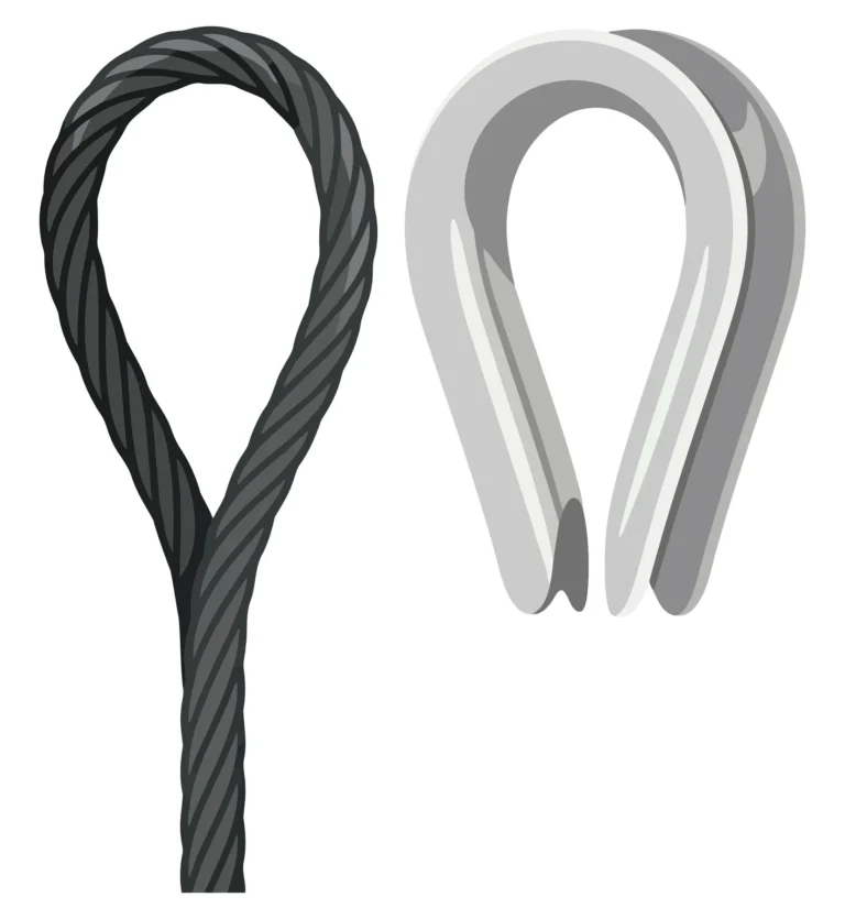 Wire Rope Loop and Metal Thimble Vector Illustration
