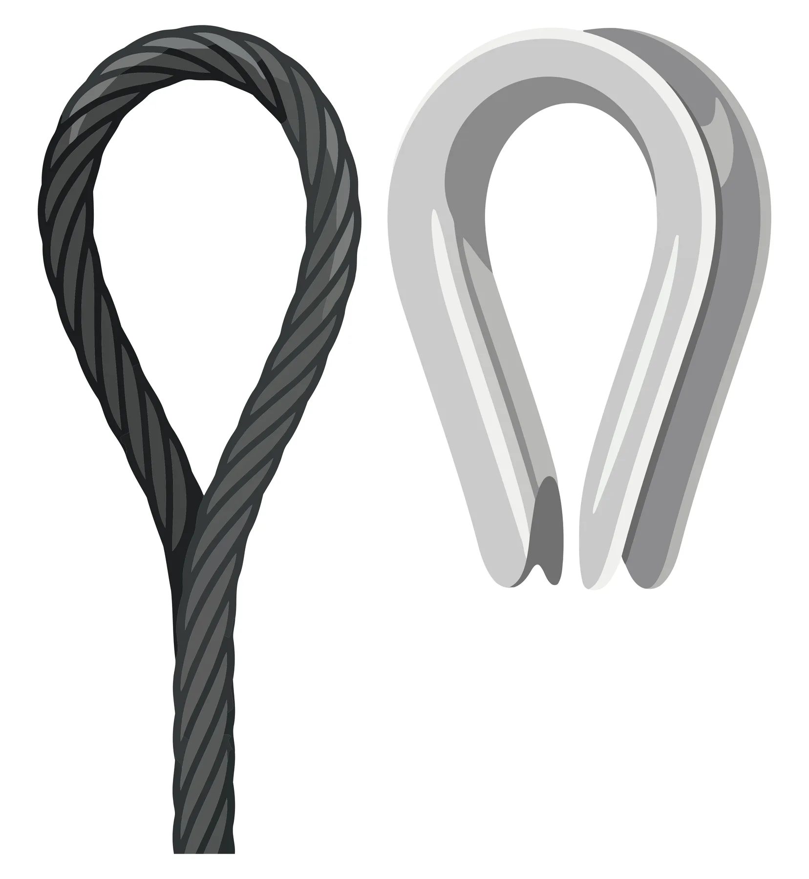 Wire Rope Loop and Metal Thimble Vector Illustration