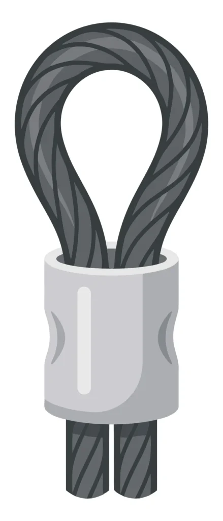 wire rope loop with metal swage sleeve fitting