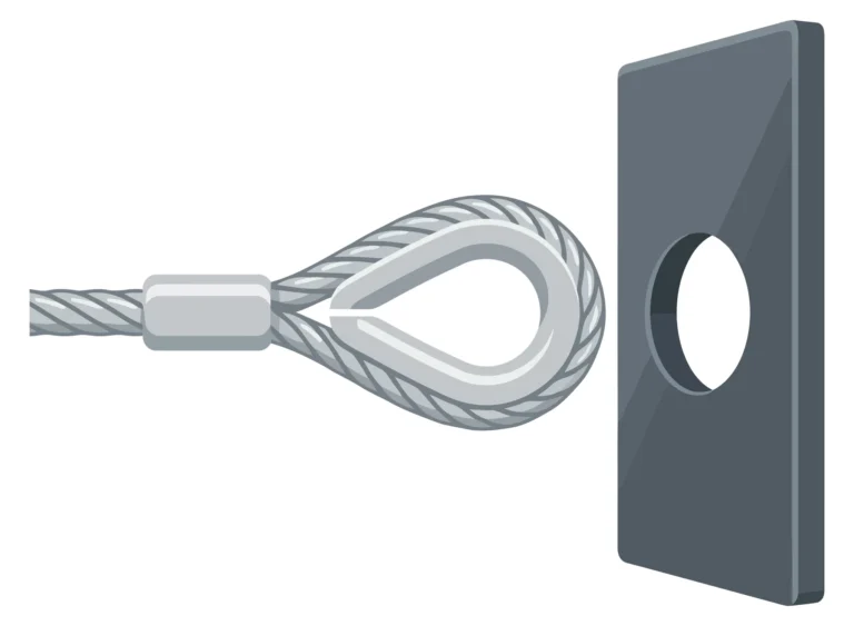 Wire Rope Sling with Thimble and Metal Plate Vector Illustration