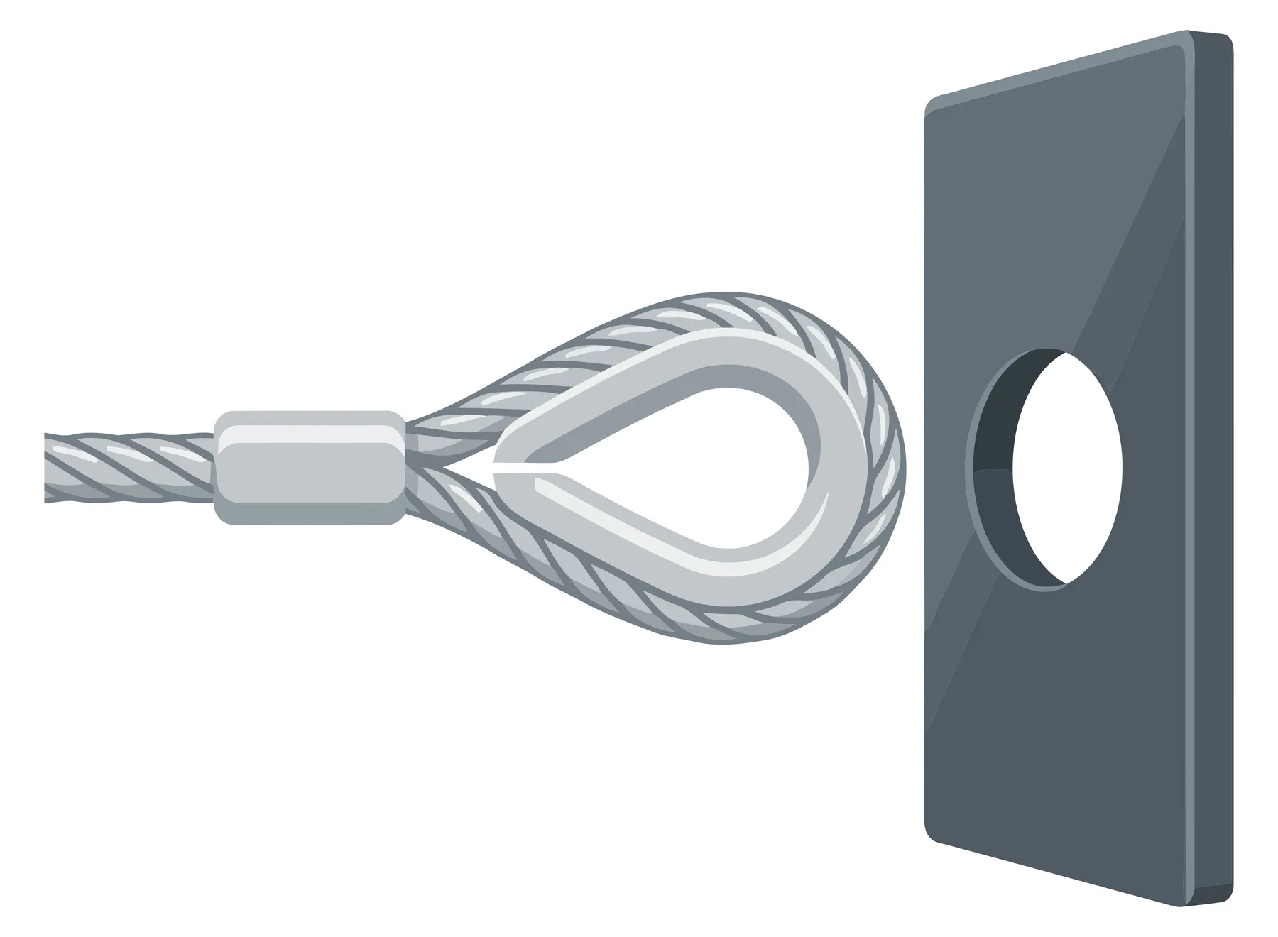 Wire Rope Sling with Thimble and Metal Plate Vector Illustration