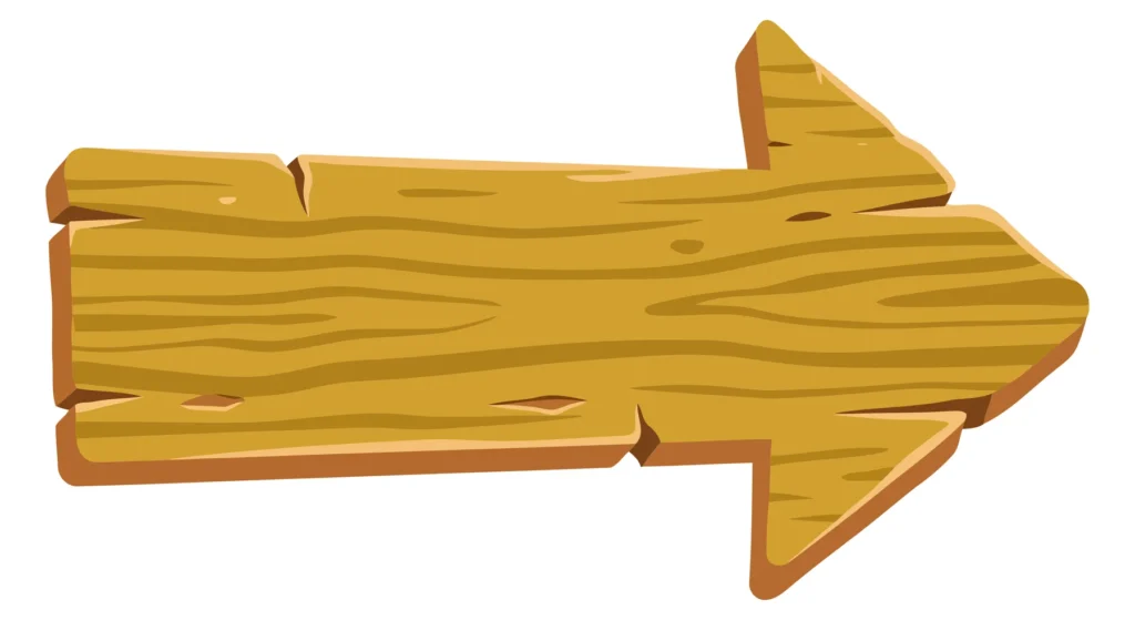 wooden arrow sign pointing to the right