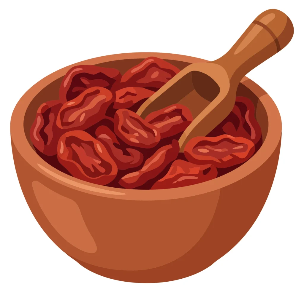 wooden bowl filled with sundried tomatoes and a wooden scoop