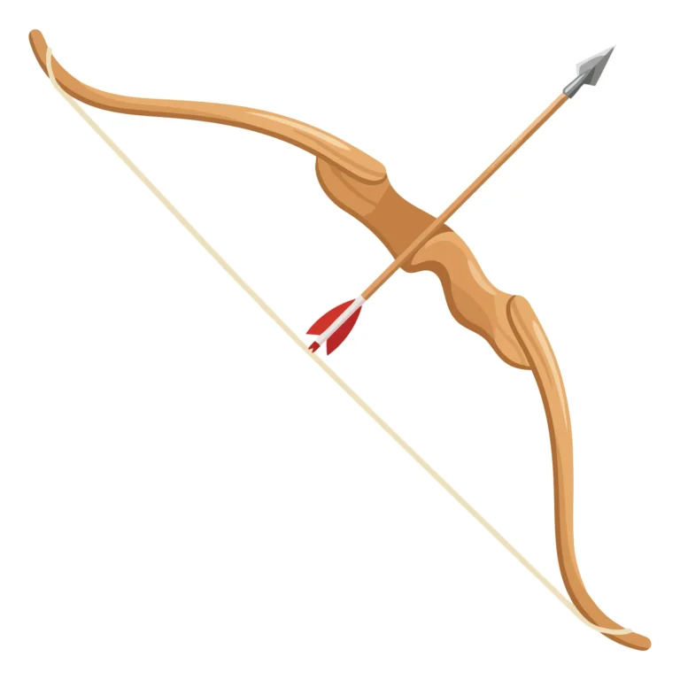 Wooden Recurve Bow with Arrow Illustration