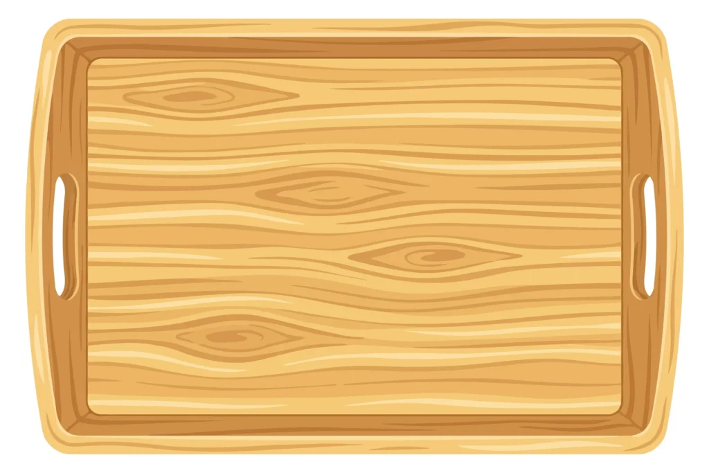 wooden serving tray with handles