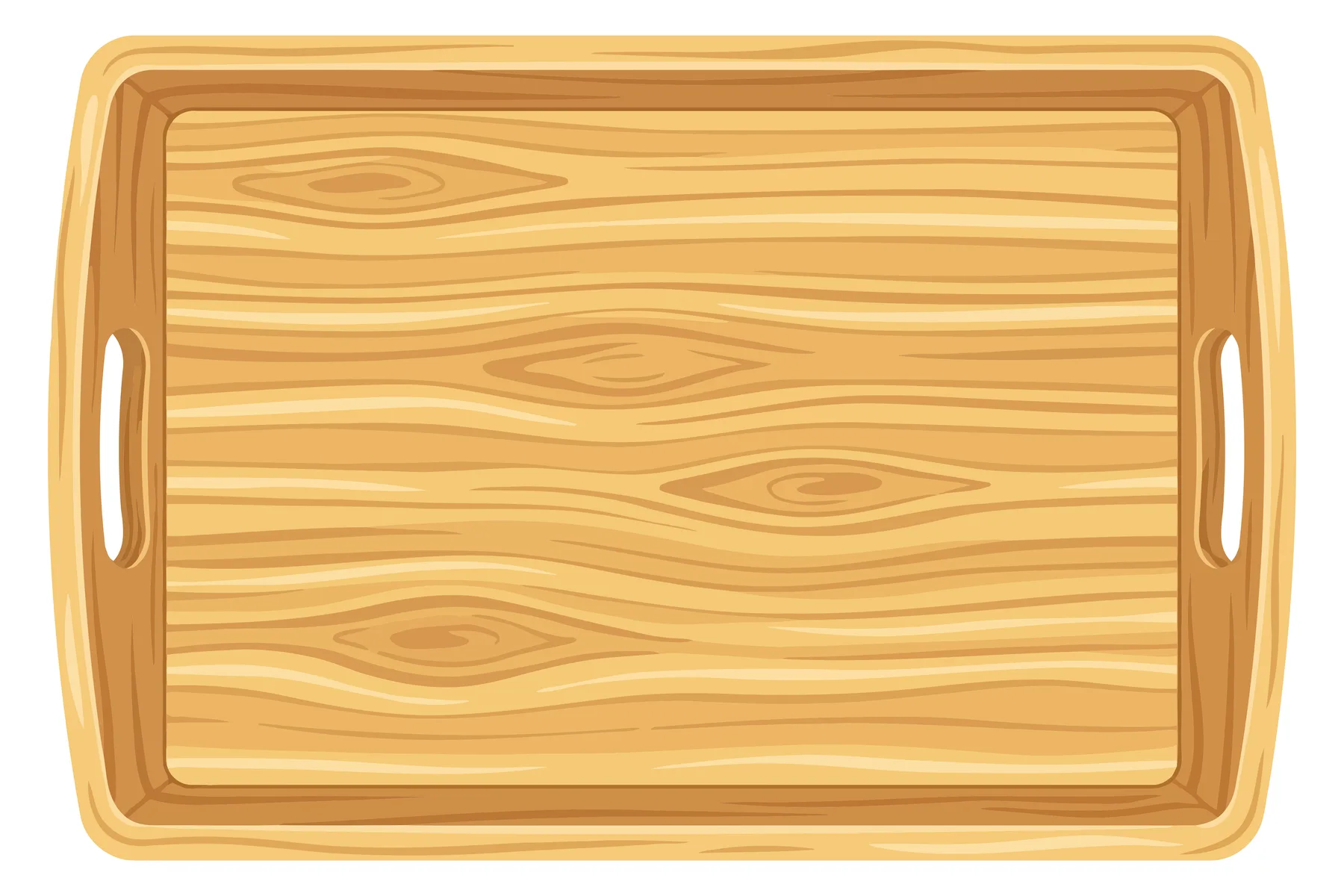 Light Wooden Serving Tray with Handles