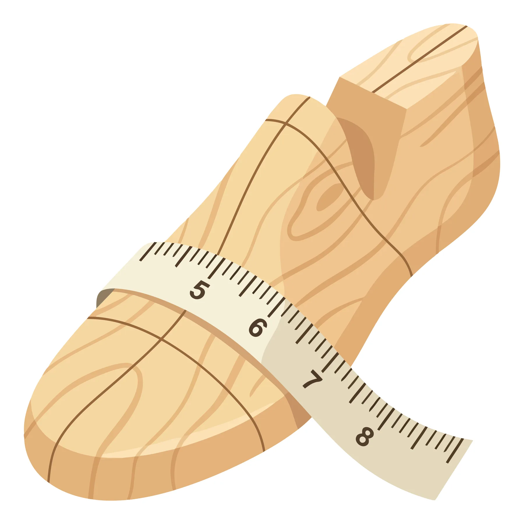 Wooden Shoe Last with Measuring Tape Illustration
