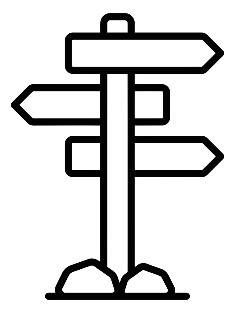 wooden signpost with multiple directional arrows icon, linear style vector illustration