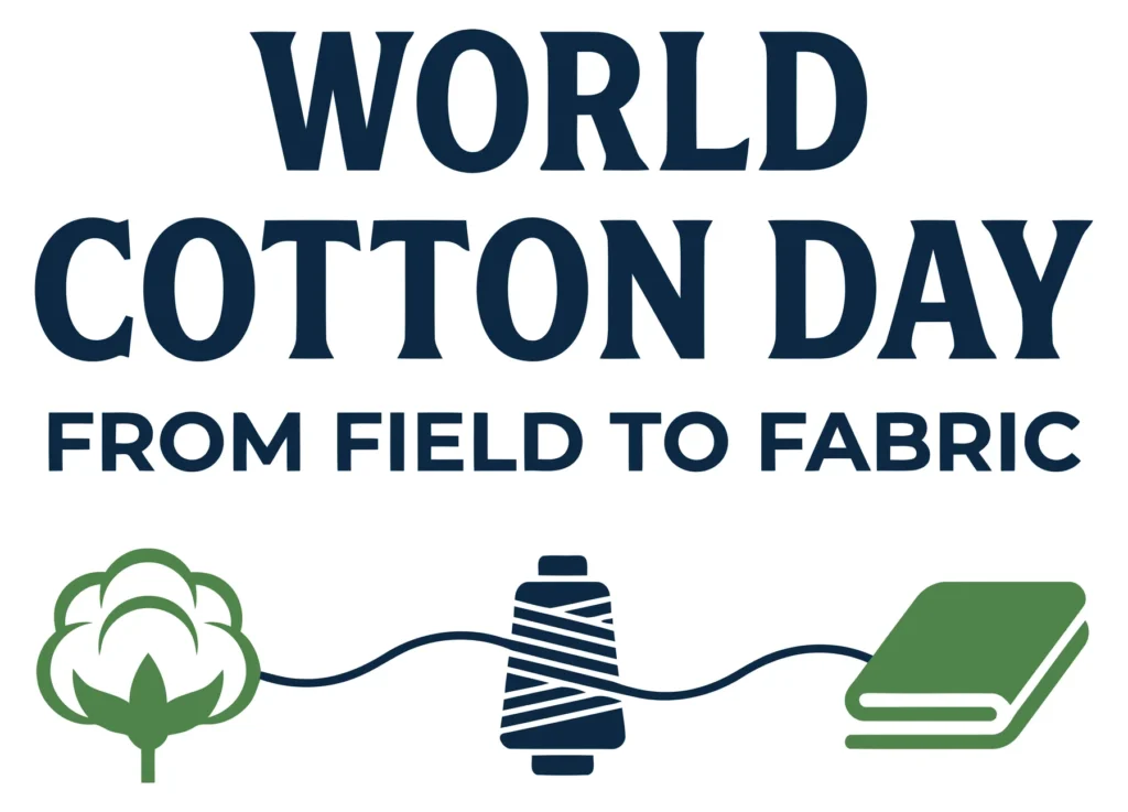 world cotton day logo from field to fabric
