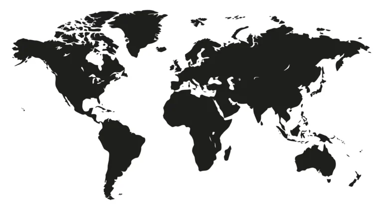 Black and White World Map Silhouette Vector