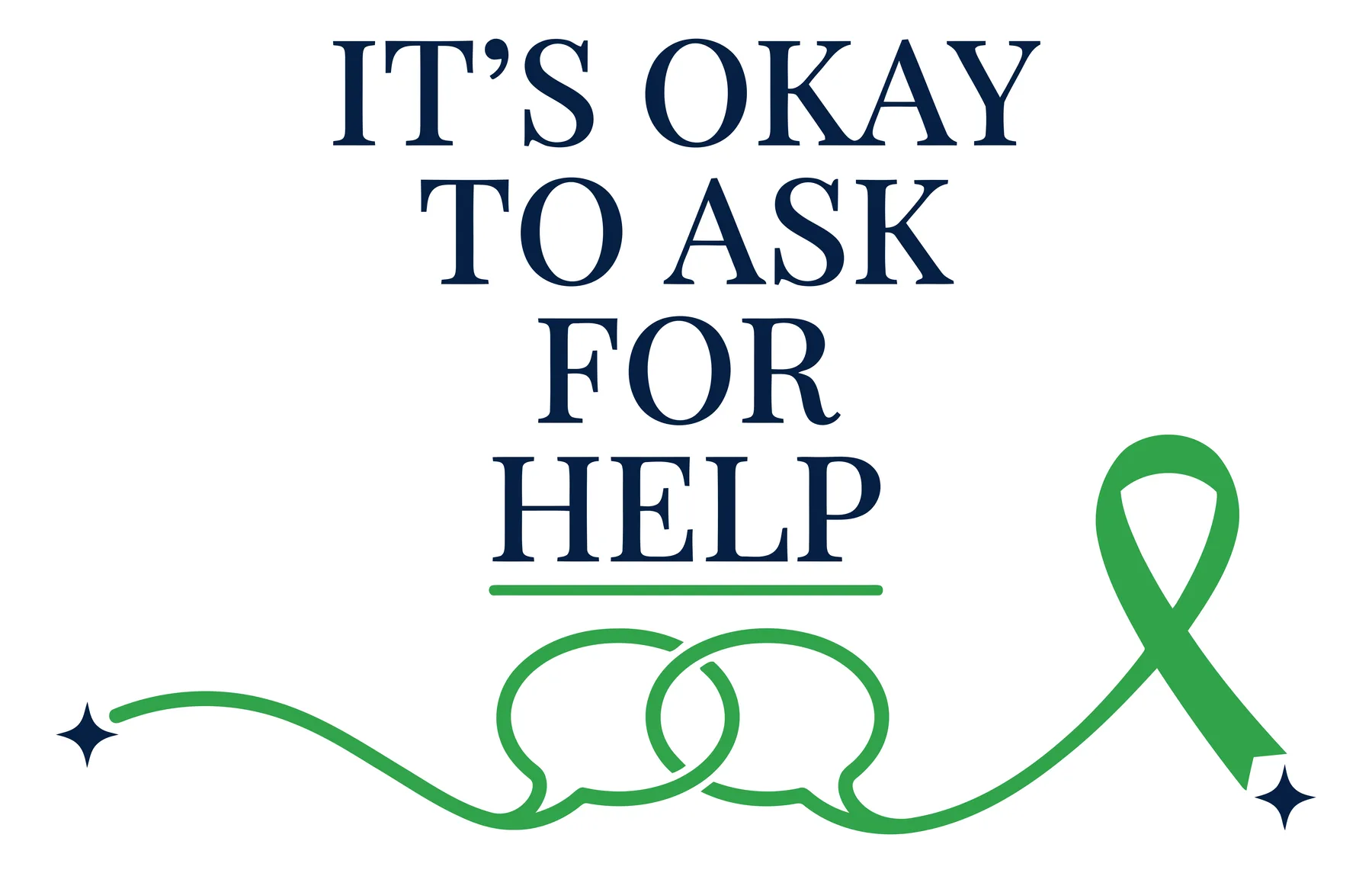 Green Awareness Ribbon with Speech Bubbles for Mental Health