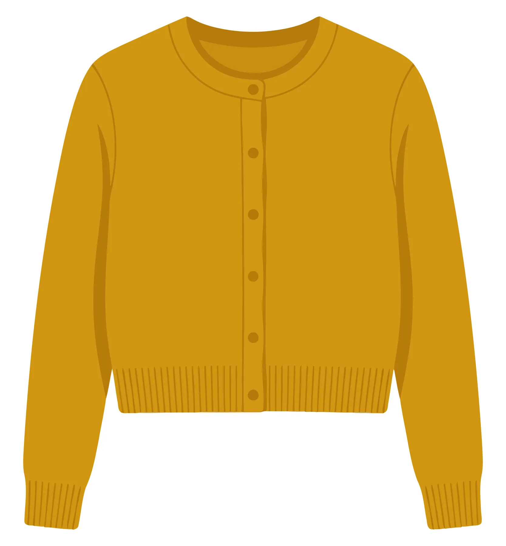 Mustard Yellow Knitted Cardigan Sweater Illustration