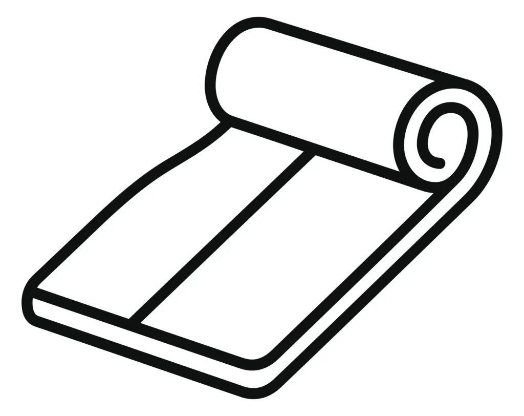 yoga mat icon, fitness equipment symbol