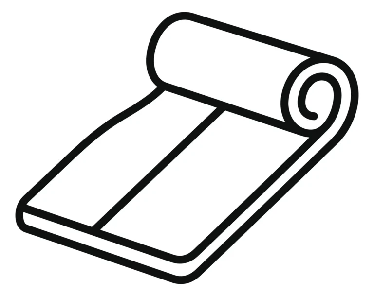 yoga mat icon, fitness equipment symbol