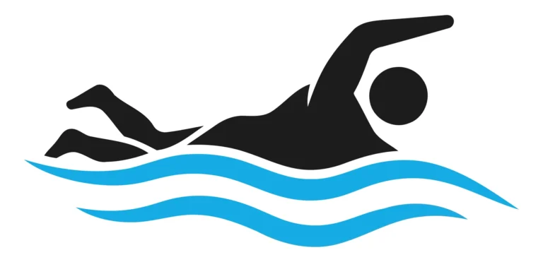 Black and Blue Vector Swimmer in Waves