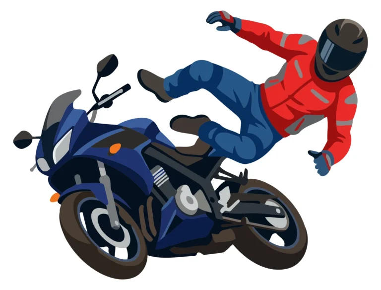 Motorcyclist in Mid-Fall with Protective Gear