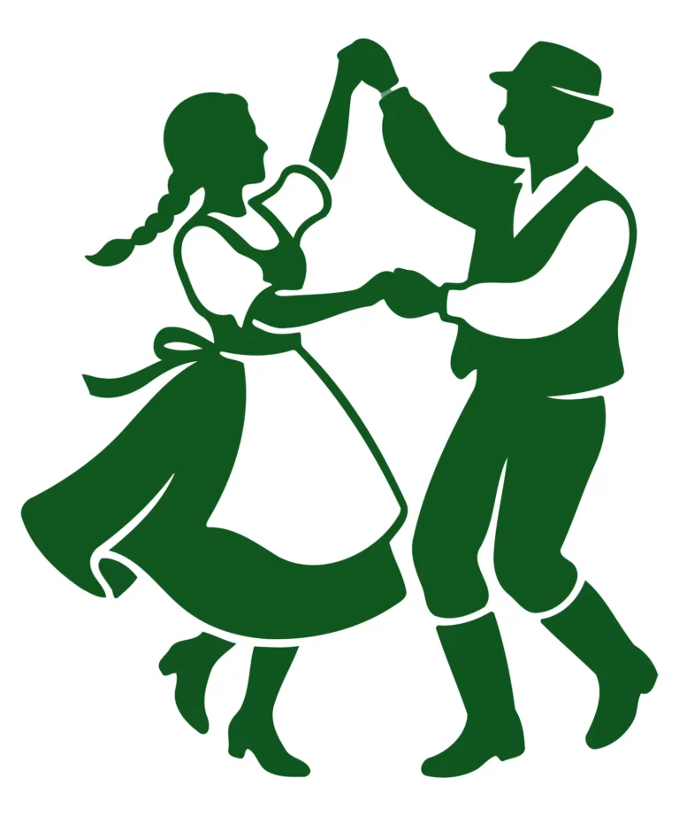 Couple Dancing in Traditional Folk Costumes