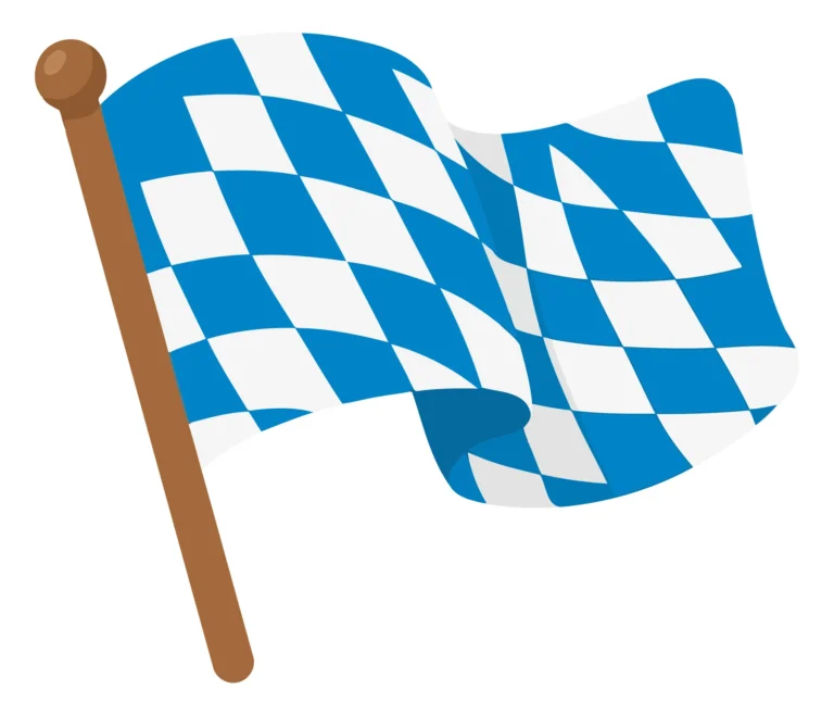 Checkered blue flag with wooden pole