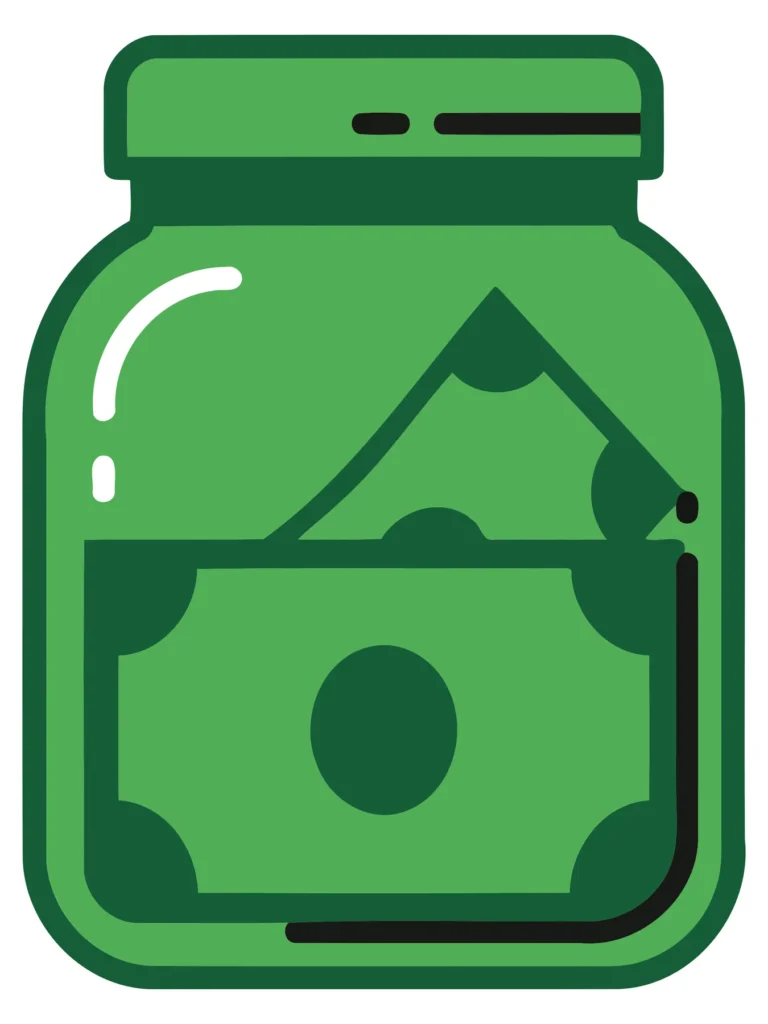 Minimalist Green Jar with Currency Illustration