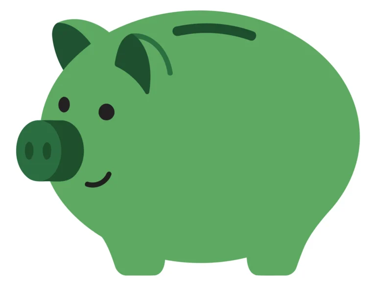 Green cartoon pig savings pouch illustration