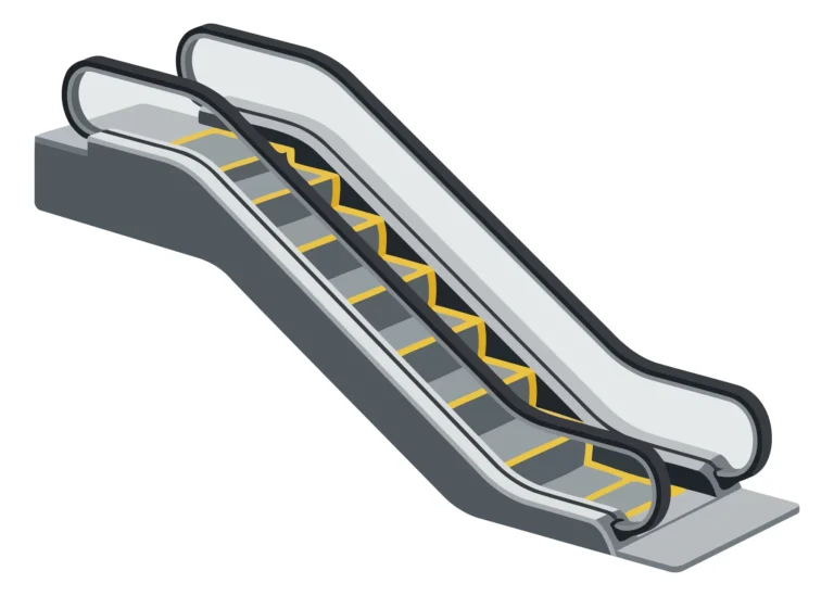 Modern Upward-Moving Escalator Design Vector