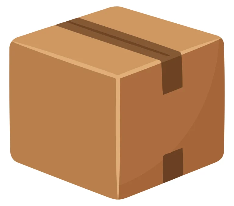 Simple brown cardboard box with open flaps