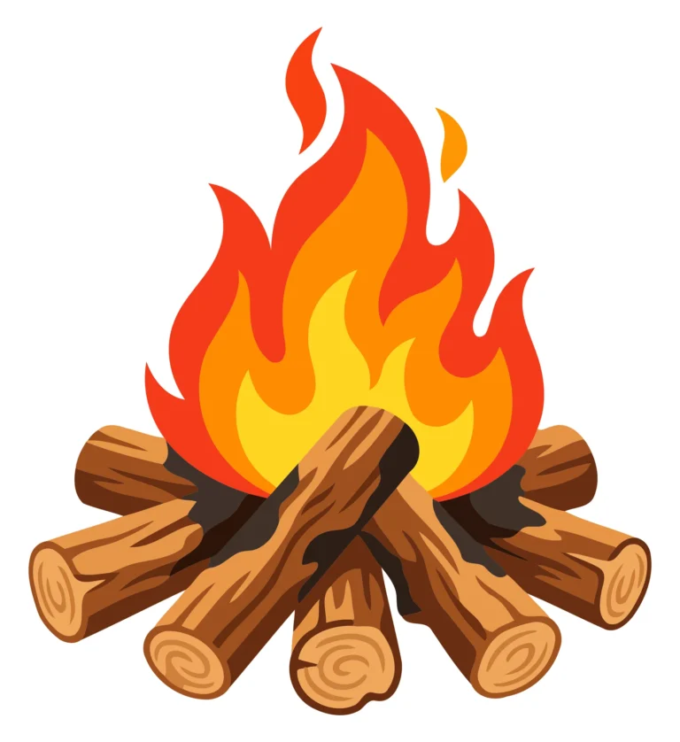 Vector Fire Pit with Burning Logs Illustration
