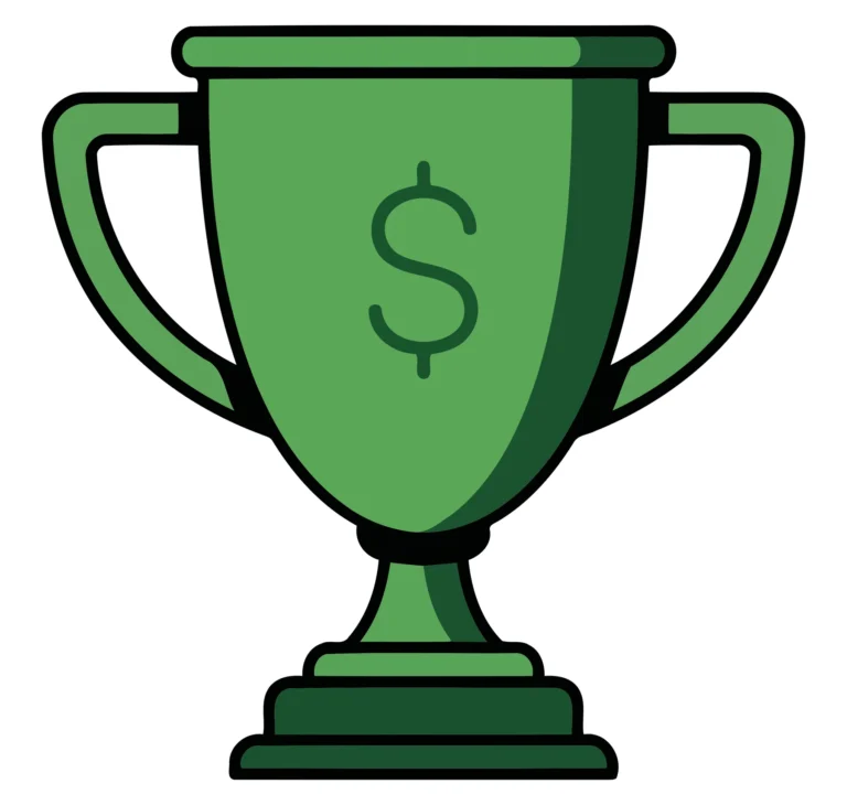 Green Trophy with Dollar Sign Icon