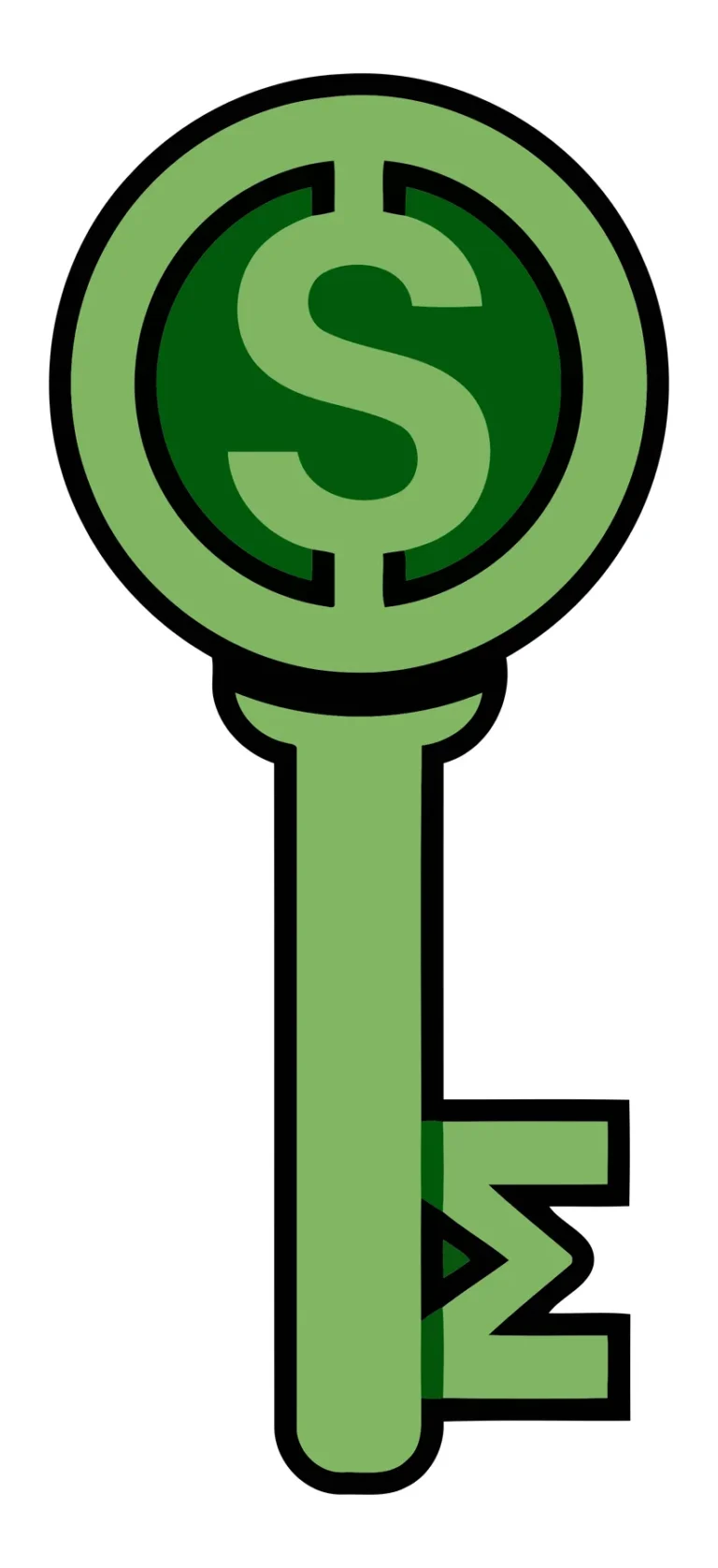 Green Business Key with Dollar and Sigma Symbol